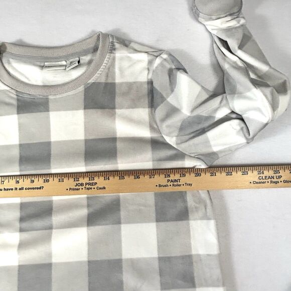 2 Pc Rachel Zoe Pajama Set Gray Plaid Velour Plush Jogger Style Pants - Picture 6 of 12